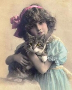 Картина девочки с кошкой